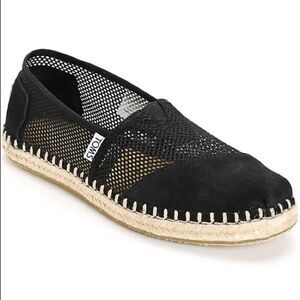 TOMS Black Mesh Classic Alpargata espadrille shoes size 9.5